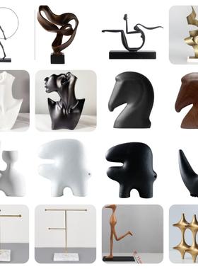 树脂抽象人头摆件首饰展示架高品质珠宝展示道具样板房动物装饰品