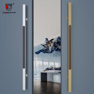 钢化玻璃门拉手加厚不锈钢金色推拉有框实木门把手黑色可订制孔距