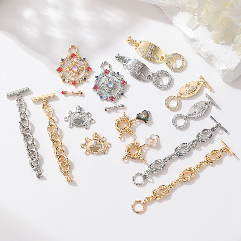 利梵925纯银西太后土星锆石OT扣手链项链连接扣饰品DIY配饰