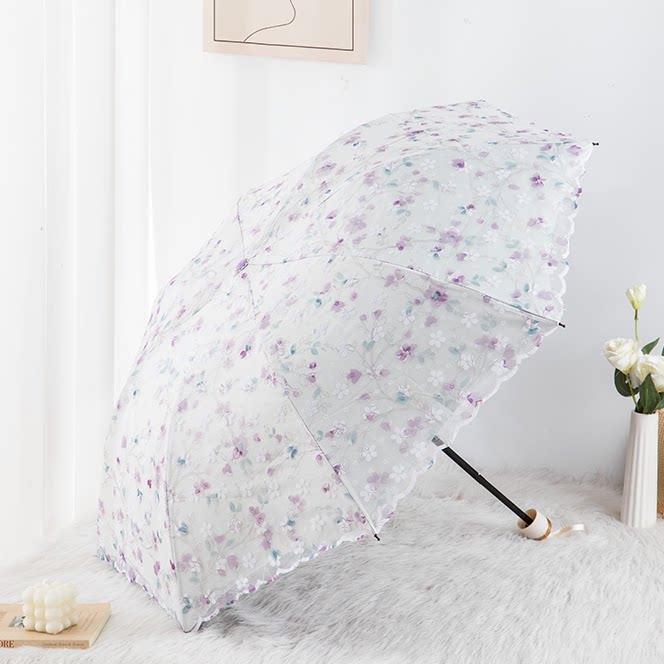 小清新蕾丝洋伞太阳伞女遮阳伞双层防晒黑胶防紫外线晴雨两用伞
