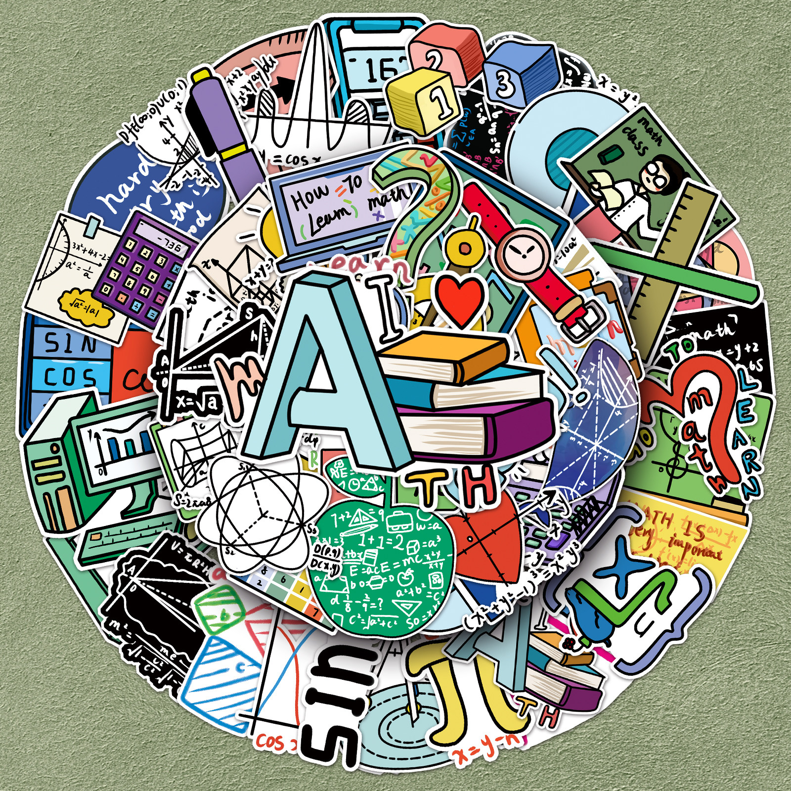 100张原创数学公式贴纸滑板电脑水杯吉他行李箱头盔装饰卡通可爱数