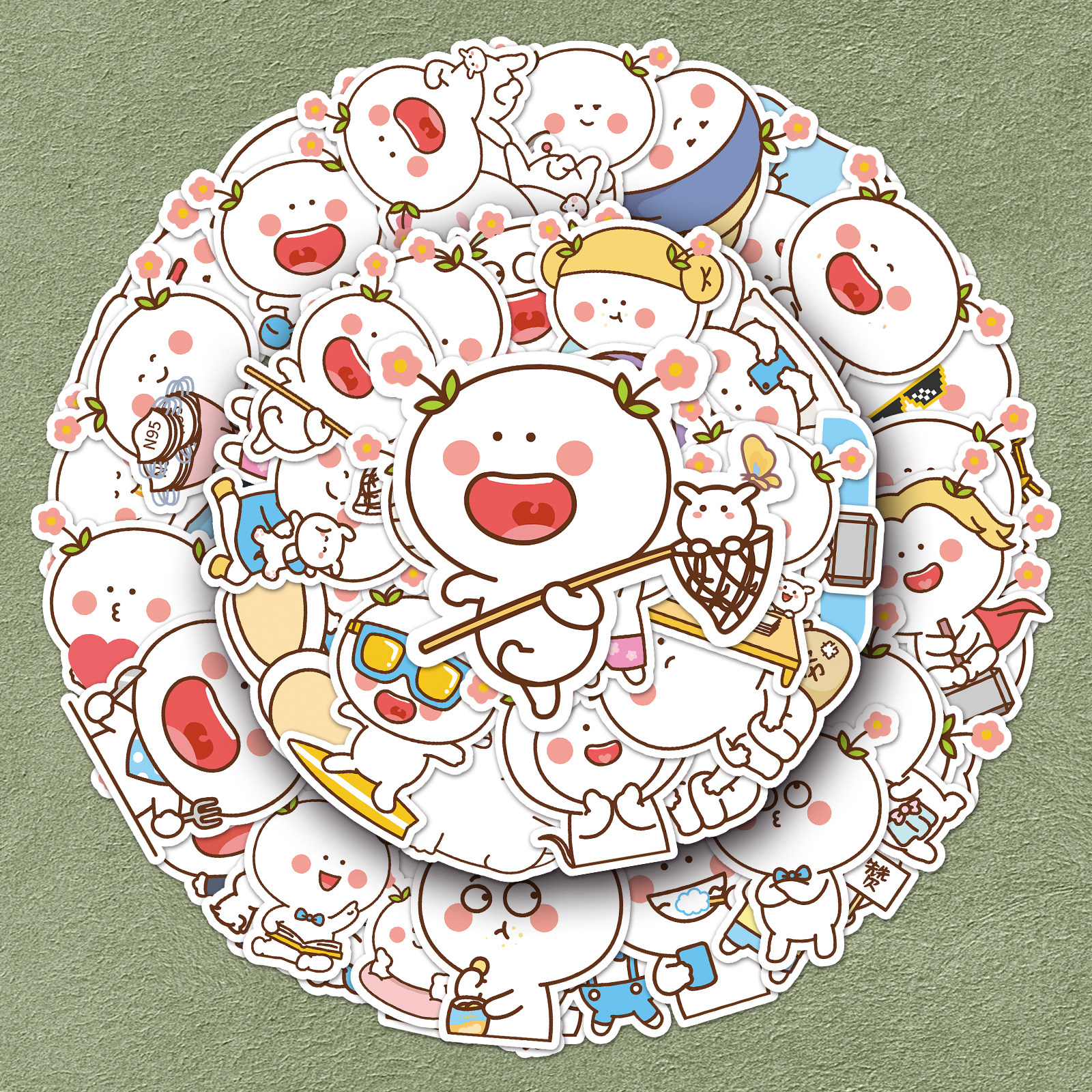 103张二花贴纸自行车笔记本电脑旅行箱自行车滑板冰箱汽车头盔装饰