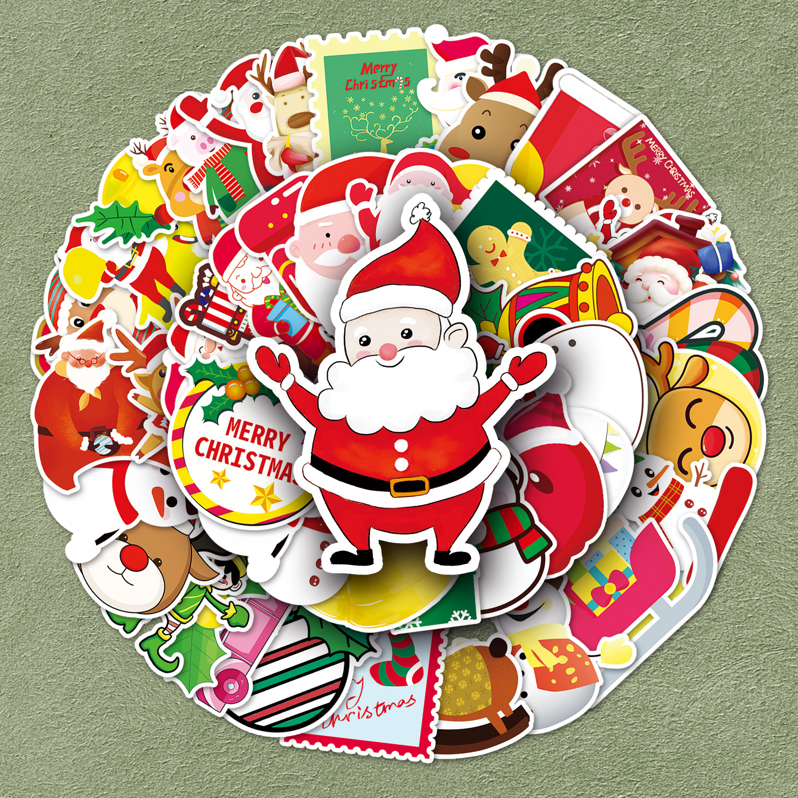 100张圣诞节贴纸旅行箱汽车自行车电脑咕卡吉他玻璃装饰外国喜庆节