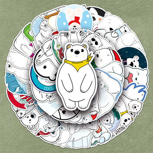 贴纸北极熊防水装饰重复使用卡通