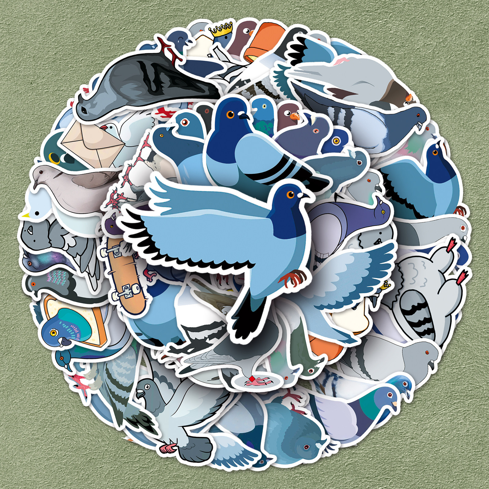 100张鸽子贴纸小鸟动物涂鸦卡通可爱和平信鸽个性创意防水创新装饰