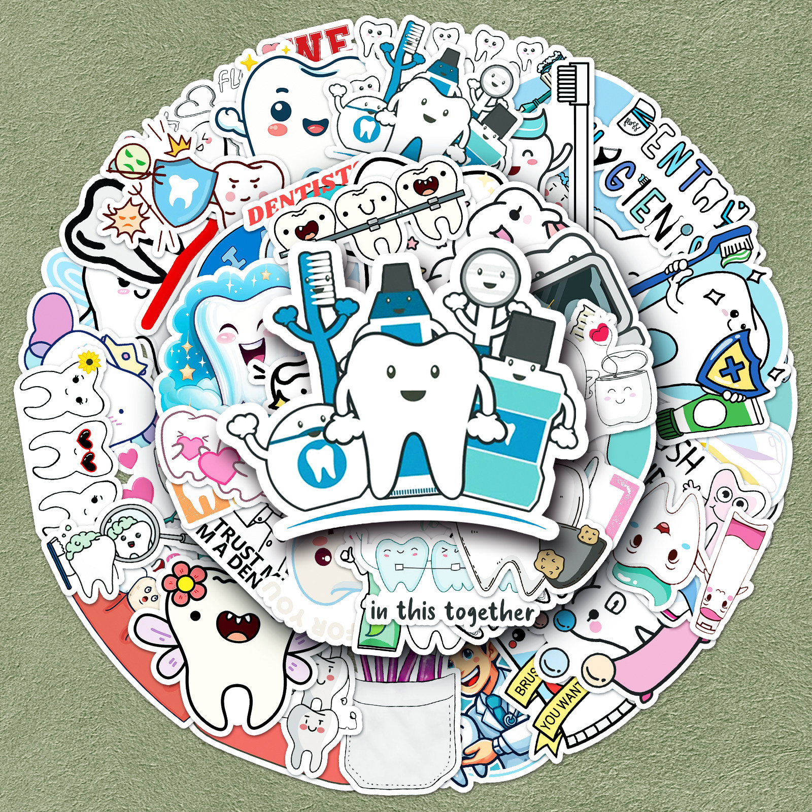 100张爱护牙齿卡通可爱装饰贴纸