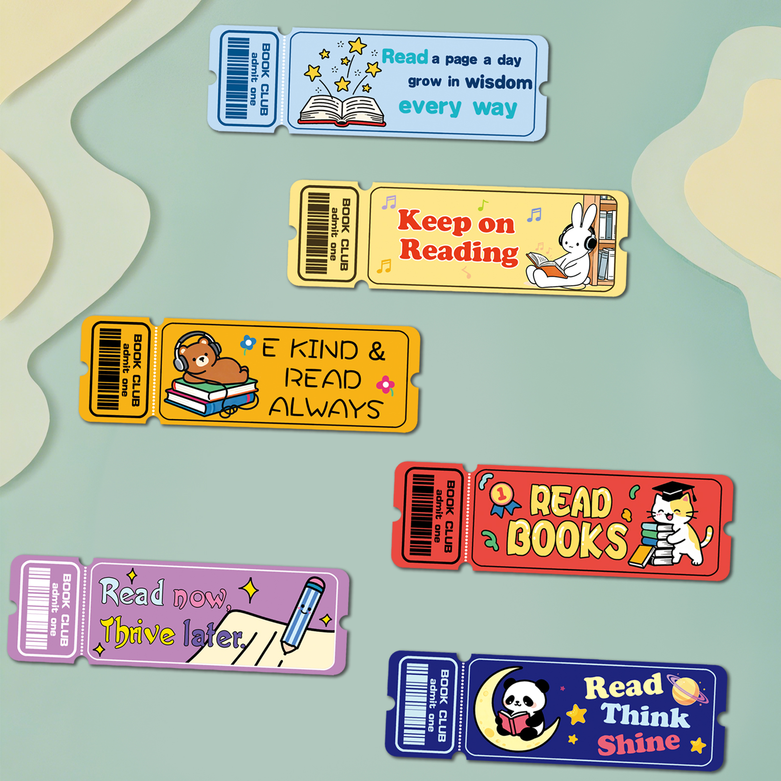 爱阅读票据书签可爱卡通趣味学习