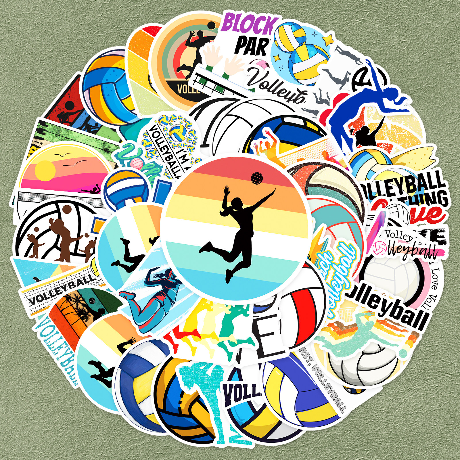 100张排球贴纸汽车手机头盔冰箱旅行箱滑板车手提箱自行车装饰卡通