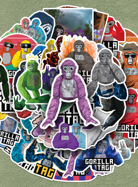 100张Gorilla Tag大猩猩贴纸VR游戏搞笑周边防水装饰平板电脑水杯相册滑板头盔自行车手账本耳机壳拉杆箱贴纸