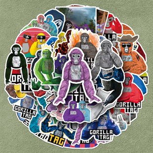 100张Gorilla Tag大猩猩贴纸VR游戏搞笑周边防水装饰平板电脑水杯相册滑板头盔自行车手账本耳机壳拉杆箱贴纸