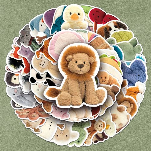 102张潮牌JellyCat毛绒玩具贴纸