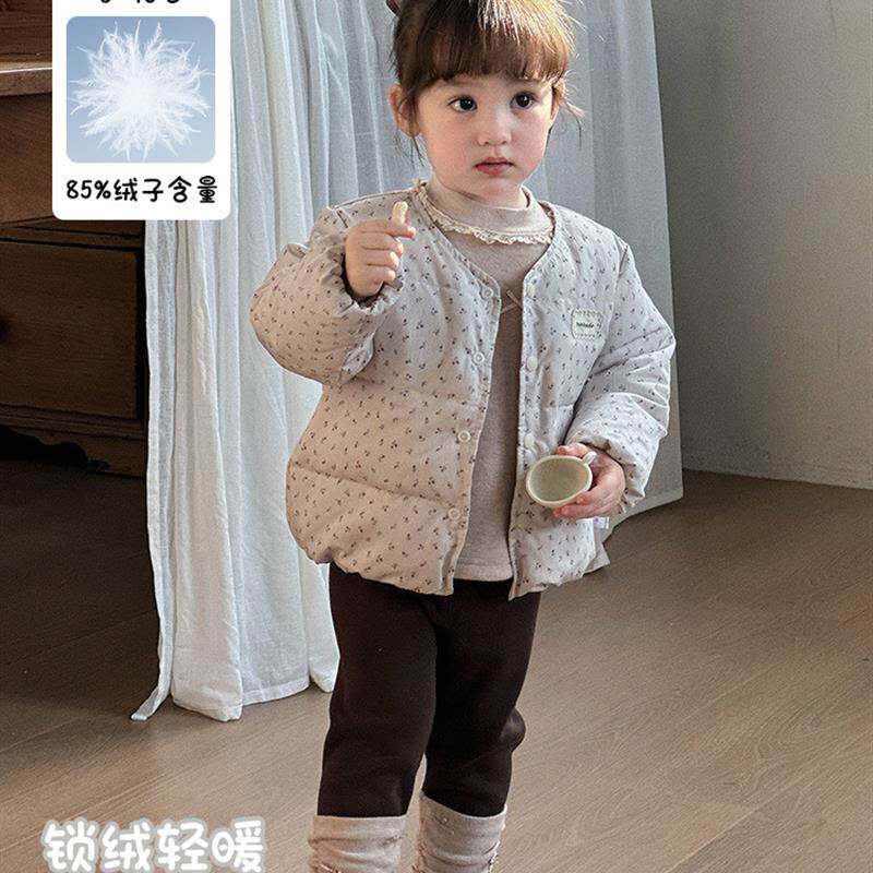 女宝宝90白鸭绒轻羽绒内胆