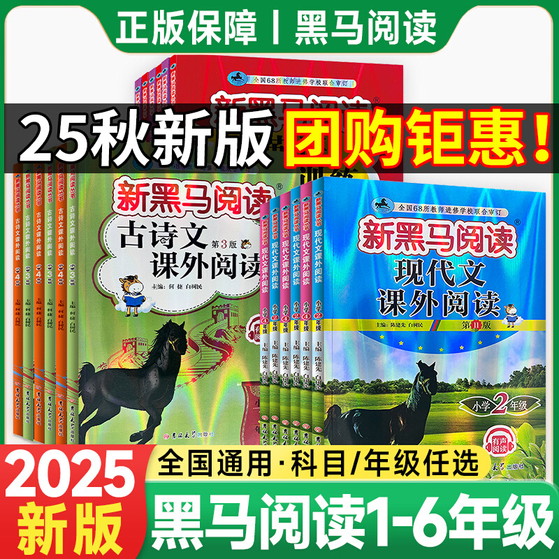 2025新黑马阅读一二三年级四五六年级上下册语文英语阅读理解专项训练书天天练每日一练小学生古诗文现代文课外阅读理解全国人教版