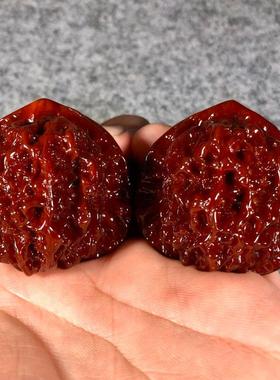 文玩核桃 机刷包浆玉化核桃官帽核桃苹果园狮子头核桃尺寸40~48mm