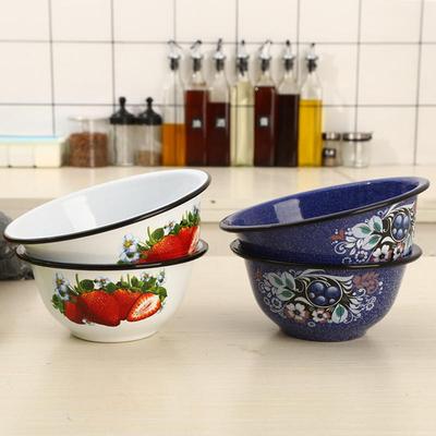 欧丽家搪瓷 俄罗斯莎蓝风搪瓷盛汤菜面碗新疆民族风加厚餐厅家
