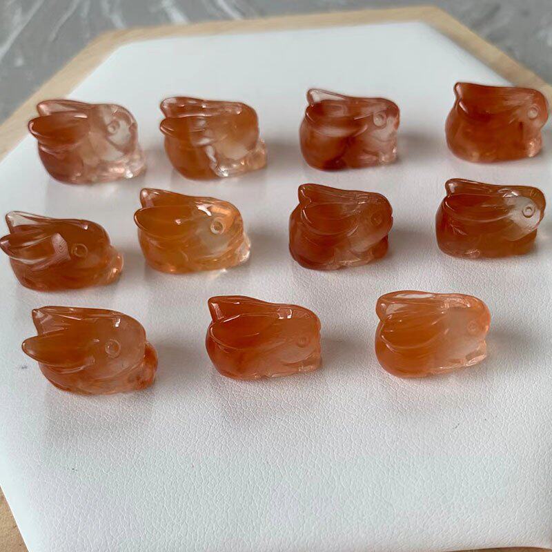 红兔毛小兔子形状串珠水晶diy手链项链编织配饰小吊坠提溜散珠图片