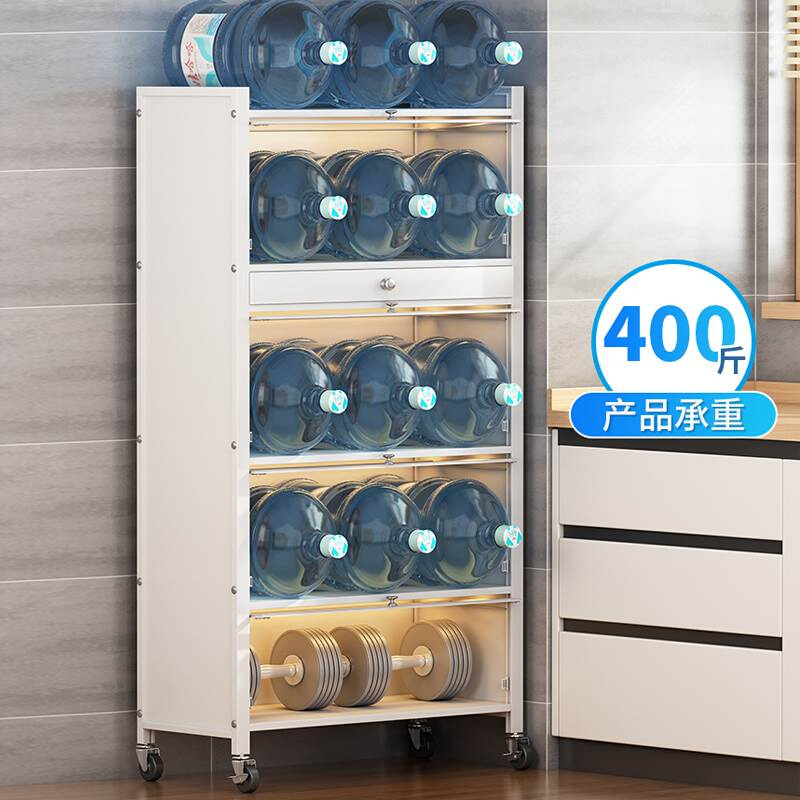 厨房置物架落地带门防尘夹缝置物柜餐I边柜碗R柜冰箱缝隙收纳储
