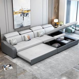 现代简约科技布沙发大小户型两用客厅折叠储物多功能沙发床免洗