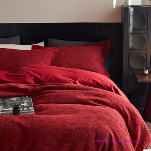 年轻人的婚房丨红色结婚四件套女方陪嫁婚庆喜被日常可用床品红棕