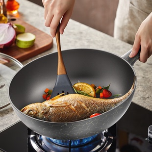 欧洛德钛金岩铸龙龟养生不粘锅家用炒锅超强电磁炉燃气灶通用多