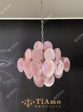 法式Murano穆拉诺吊灯中古吊灯设计款客厅卧室饭厅圆盘玻璃吊灯