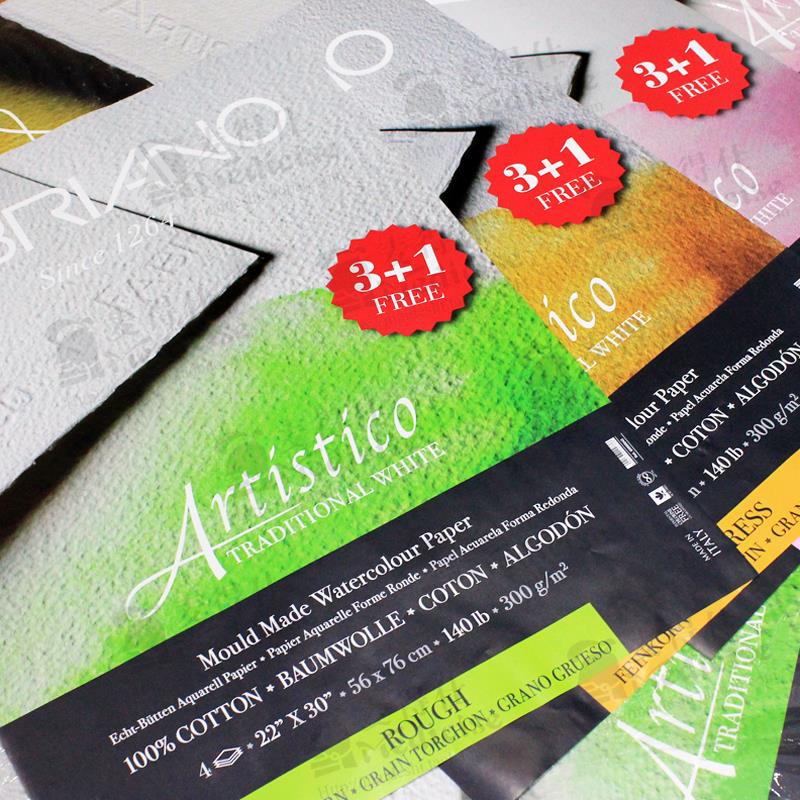 FABRIANO飞碧纳水彩纸2K4K8K16K32K艺术家用水彩画纸300g粗中细纹