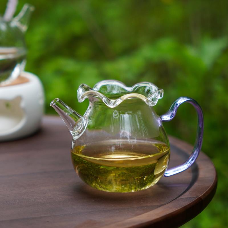 叶屿 铃兰花品公杯壶耐热分茶器加厚高硼硅玻璃木塞试管煮茶器