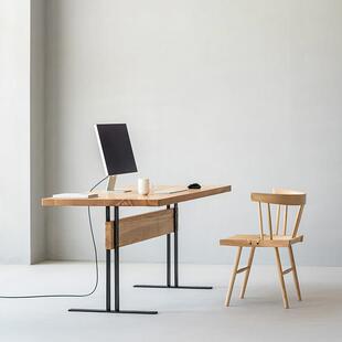 叁几 白蜡木实木书桌学生家用小户型餐桌原木办公电脑桌子工作台