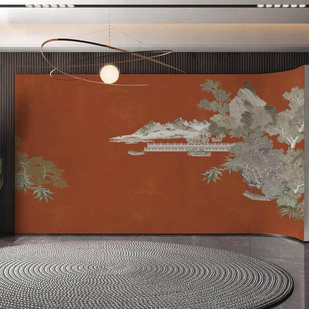 现代新中式轻奢定制壁纸酒店客厅卧室电视沙发背景墙壁画 画墙布,家装主材,无纺布墙纸,淘宝优惠券,粉丝福利购,淘宝优惠卷
