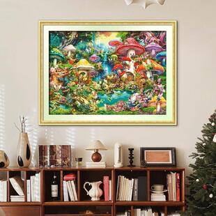 ks十字绣绣2025年新款客厅挂画大气自己绣手工DIY满绣蘑菇仙境14