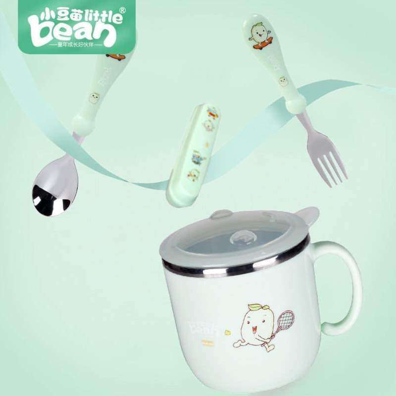 婴幼儿防烫豆苗杯水手柄家用杯子杯直饮小带盖宝宝不锈钢儿童园带