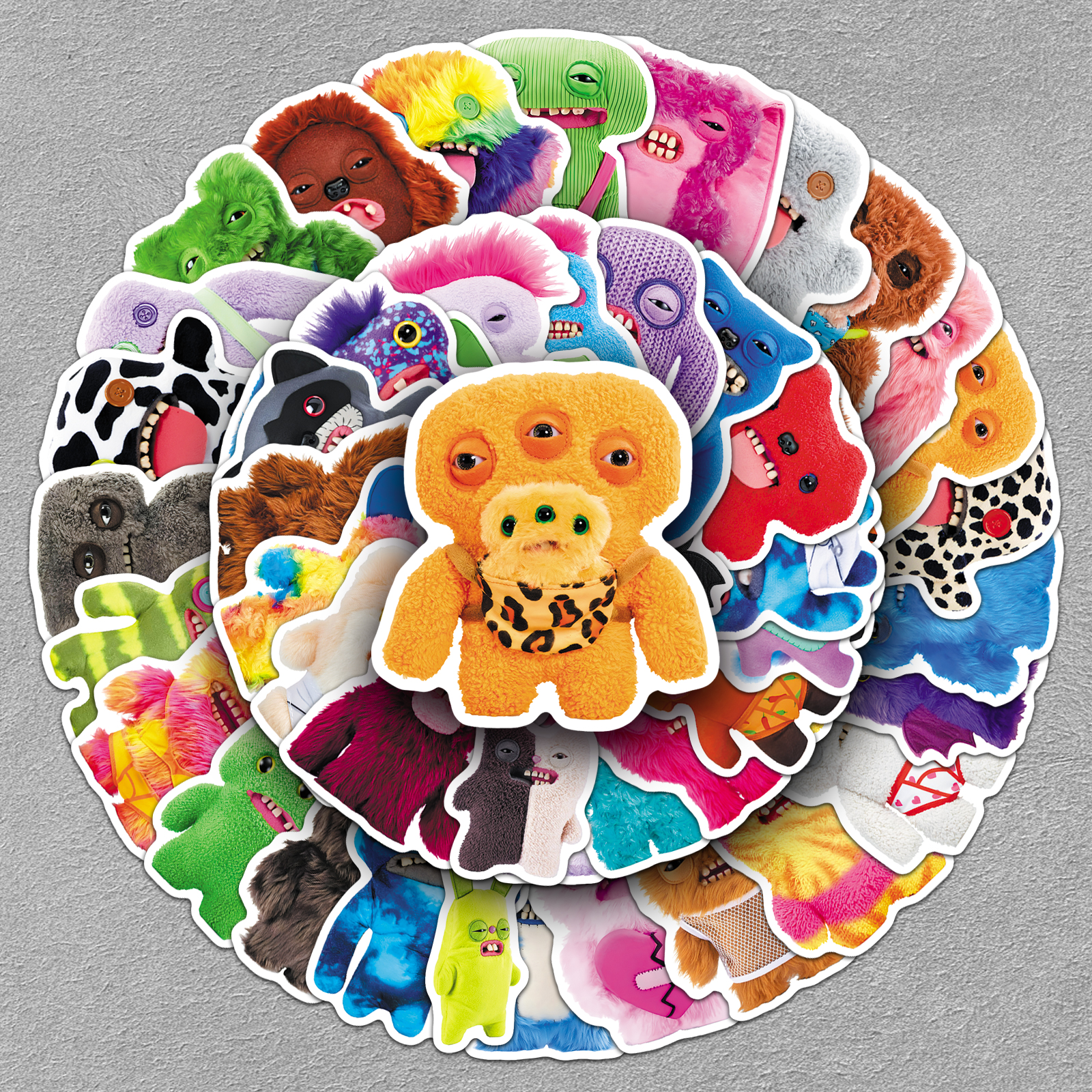 100张FUGGLER萌牙怪兽贴贴纸可爱潮玩diy手账素材水杯不重复贴纸