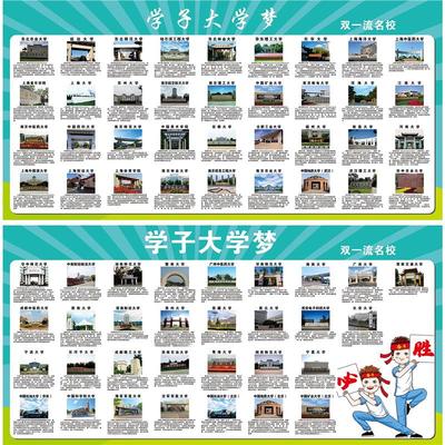 中国名校985211工程大学简介墙贴全国双一流大学名校介绍海报挂图