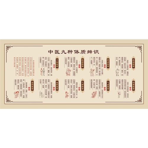 中医九种体质辨识示意图自粘海报养生馆装饰画定制养生贴画广告画