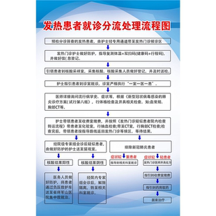 医院发热患者就诊分流处理流程图墙贴墙纸挂图预检分诊流程图海报