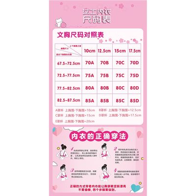 女士内衣尺码表海报展板穿戴文胸的正确方法内衣的正确穿法墙贴