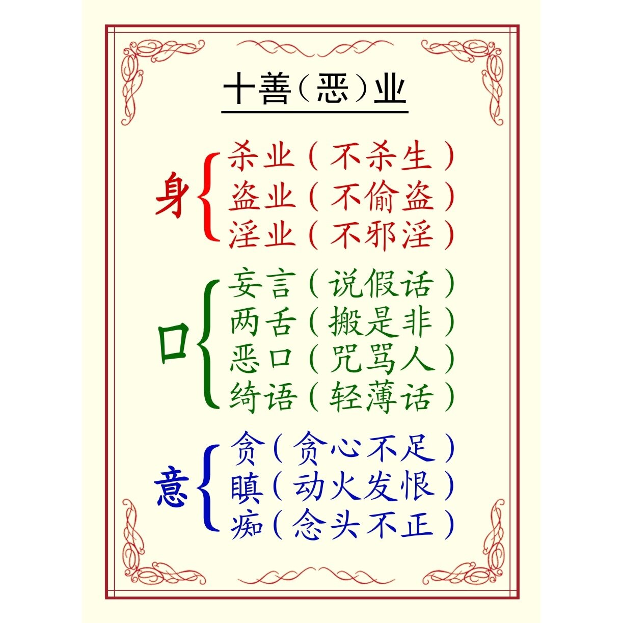 十善恶业海报展板五戒十善八正道装饰画kt板墙贴墙纸