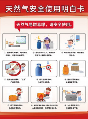 天然气安全使用明白卡宣传上墙贴纸挂图写真喷绘海报印制