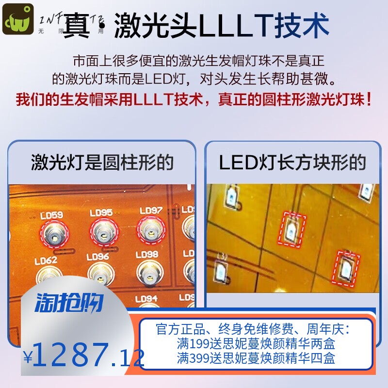 便携式家用护理头盔红光固发密发增健发防脱发生发帽电激光生发仪