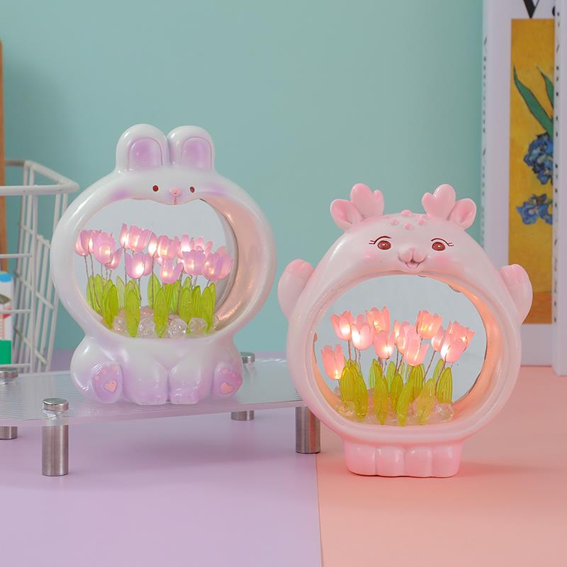 创意萌宠郁金香小夜灯手工diy睡眠氛围台灯送女生生日礼物高级感