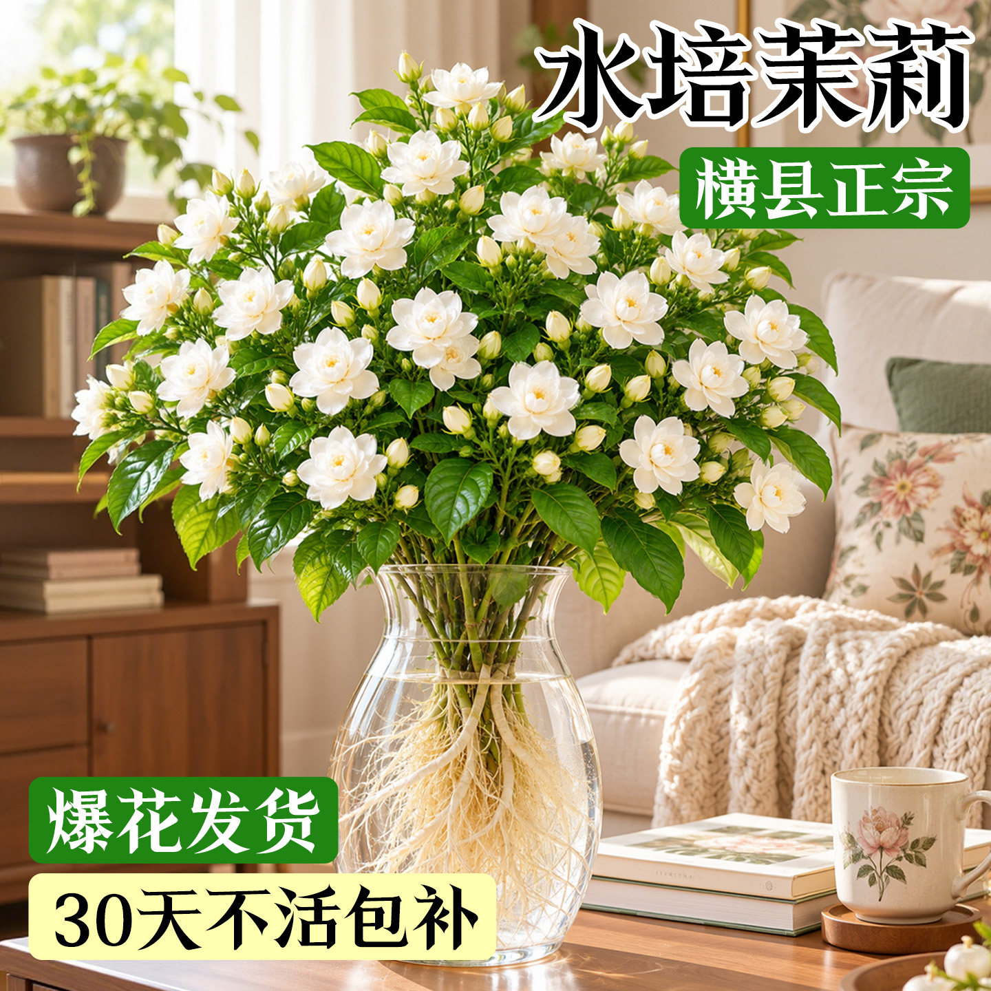 水培茉莉花带花苞花苗室内懒人好养绿植物桌面带根四季鲜花开花卉