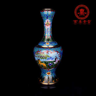 传统非遗景泰蓝晚晴花瓶铜胎掐丝珐琅花瓶手工艺品摆件花瓶礼品