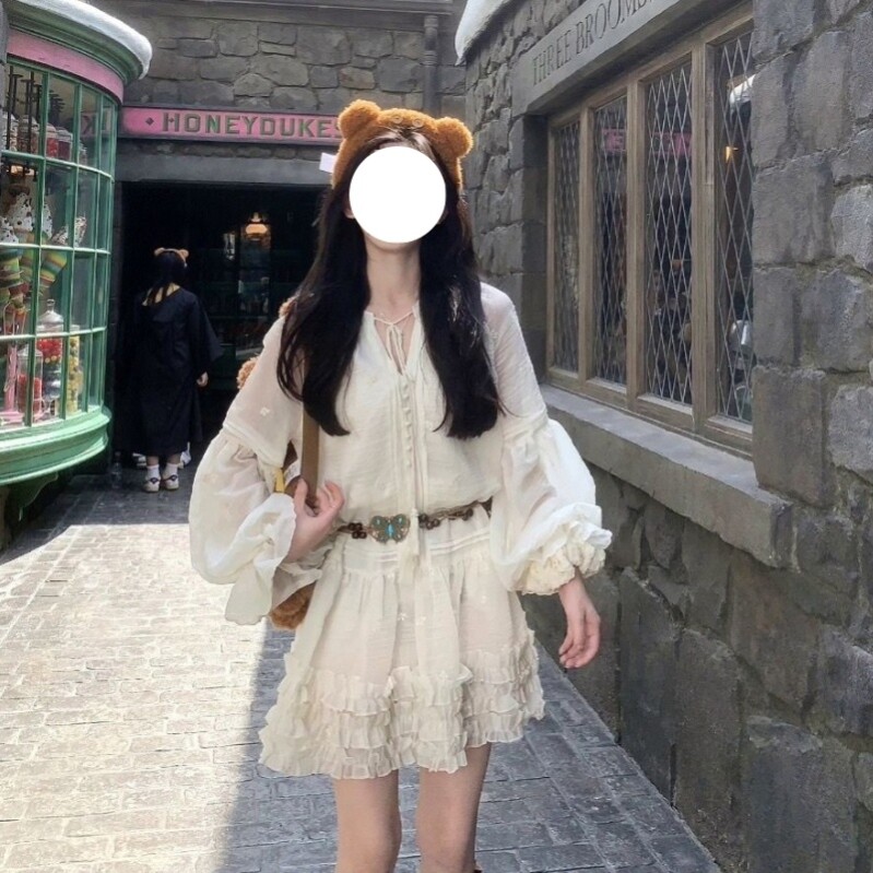 去云南旅游适合穿的衣服克莱蒙公路笼袖蛋糕连衣裙氛围感穿搭气质