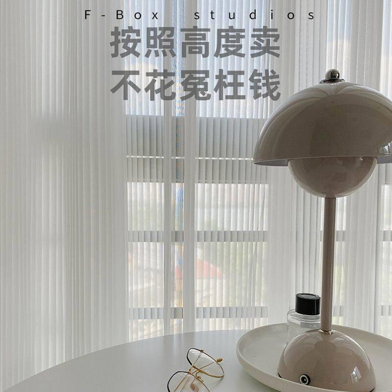 新品.窗纱网红百叶纱透光不透人卧室改造客厅阳台窗帘防勾丝免打