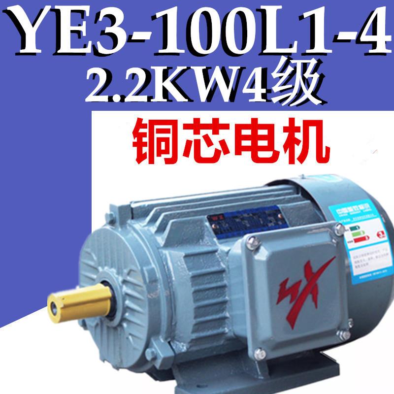 2.2KW4级电机YE3-100L1-4三相异步电动机千瓦国标铜380V二级YX3E2