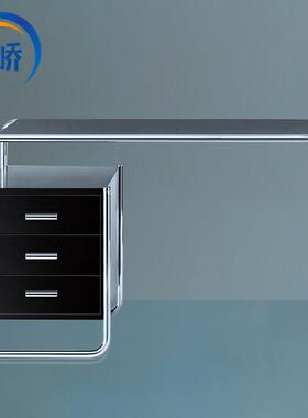 昀峤家具S285 Desk简约现代不锈钢板式长方形带抽办公桌电脑桌子