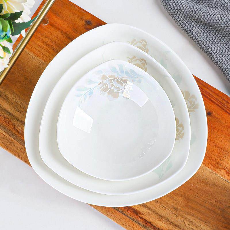 俏宴陶瓷餐具盘三角沙拉盘景德镇骨瓷4个异形菜盘子水果意面盘子,餐饮具,盘,淘宝优惠券,粉丝福利购,淘宝优惠卷