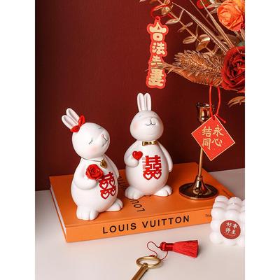 创意夫妇兔子装饰品家庭客厅入口装饰品结婚礼物新婚夫妇的礼物，