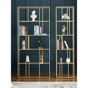 北欧简约置物架落地金属书架办公室轻奢铁艺隔断墙角落收纳柜定制