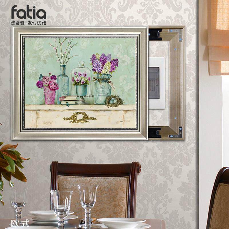 电表箱装饰画 画免打孔遮挡配电箱欧式客厅电闸盒弱电箱可推拉壁